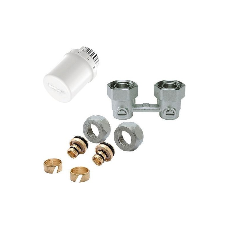 Honeywell kit de robinet thermostatique p.radiateur universal intégré 1/2'-3/4' + racc. 16mm équerre TL3095W0EY1536