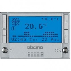 Bticino axolute thermostat d'ambiance - avec batteries - gris clair - 3 modules HC4451