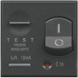 Bticino disjoncteur axolute magnétothermique + diff 2p 230v 6a 1500a - gris foncé HS4305/6