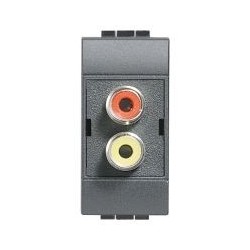 Bticino double connecteur living type rca - rouge/jaune - à souder - 1 module L4269R