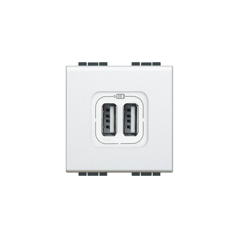 Bticino LivingLight  chargeur 2xusb 1500ma 2 modules blanc N4285C2