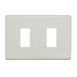 Bticino Plaque de recouvrement Magic - 2 modules - pour support réf. 503R/ 500S/13 - alu 503/2/AL