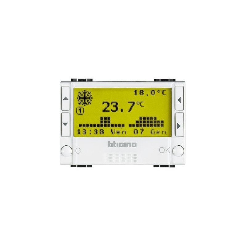 Bticino thermostat d'ambiance light - alimentation avec batteries - 3 modules N4451