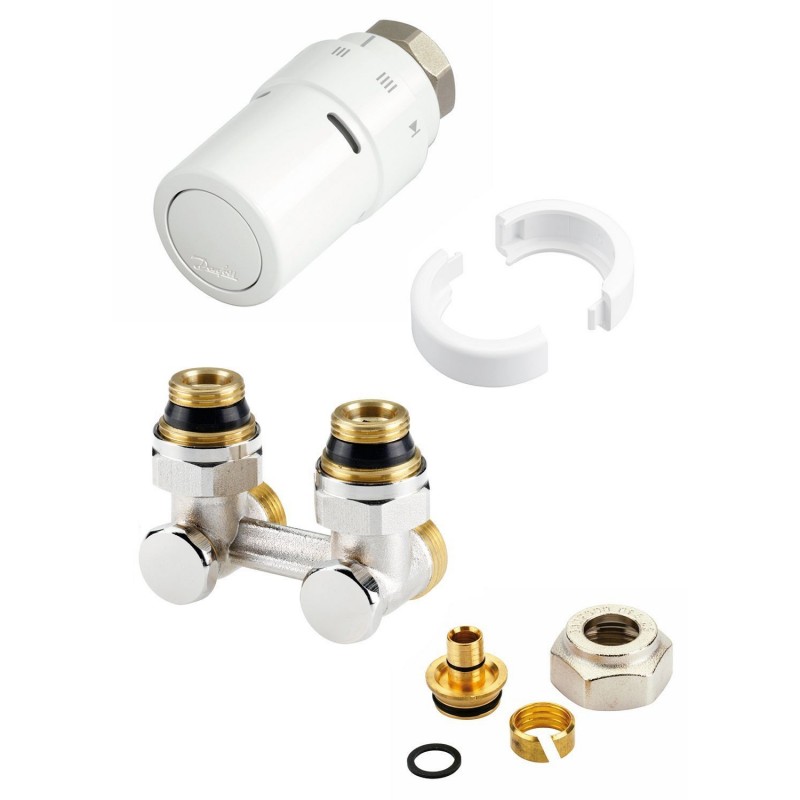 Danfoss Design kit de robinet thermostatique pour radiateur universal intégré 1/2 "-3/4 " équerre 013G5187