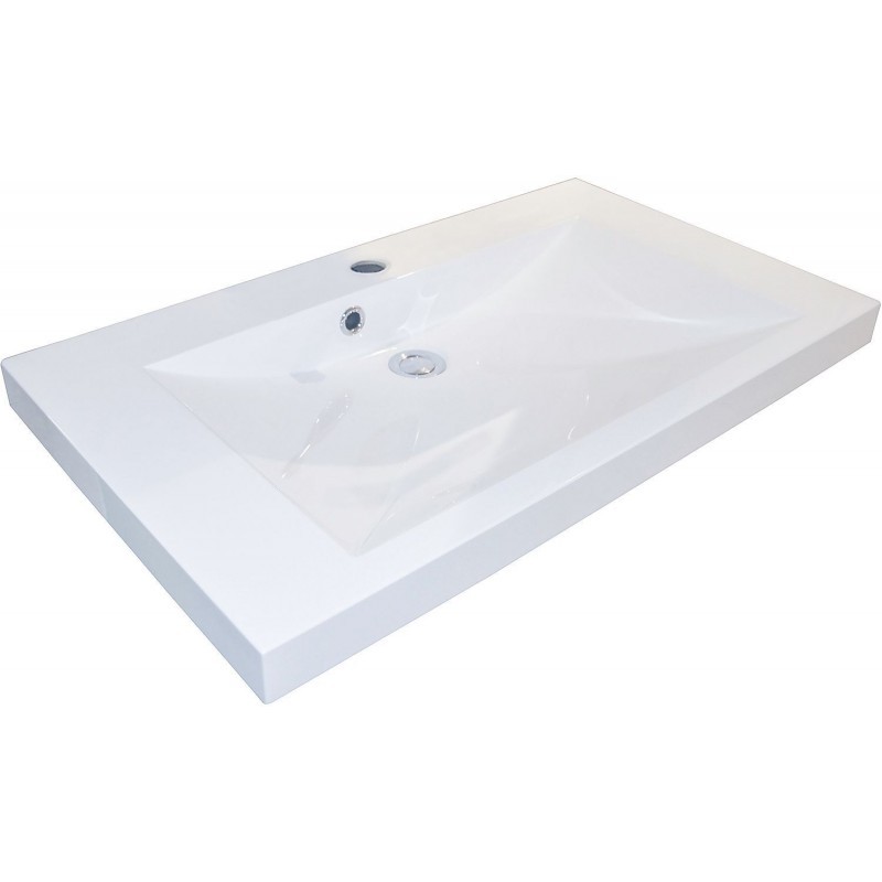 Tablette marbre artificiel city 80x40,6 1 lavabo blanc 156173