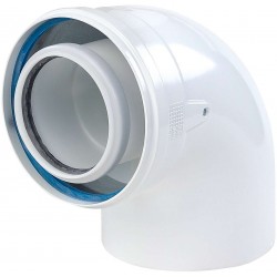 Ubbink coude concentrique de rayon 87° condensation en aluminium/PP de diamètre 80/125mm 704062
