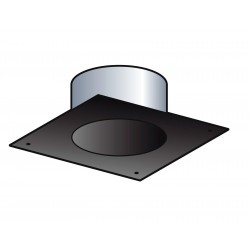 Poujoulat plaque finition poêle pellet carrée de couleur noir avec longueur 20x20cm et diamètre 80mm   PFT202080EM+56080552
