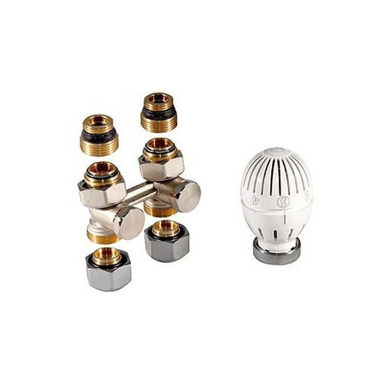 KIT DE ROBINET THERMOSTATIQUE P.RADIATEUR UNIVERSAL INTEGRE 1/2'-3/4' +RACC.16MM GIACOMINI DROIT BE387Y014