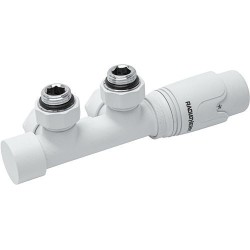 D-DESIGN KIT DE ROBINET RADIATEUR THERMOSTATIQUE BITUBE/MONOTUBE +RACCORD 16MM EQUERRE BLANC MAT DW2