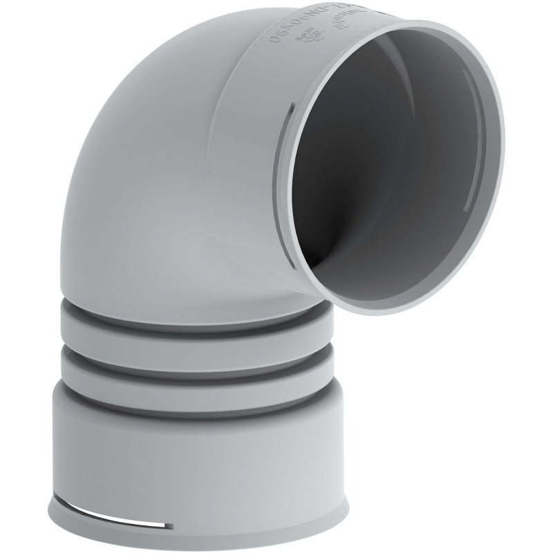 Coude 90° Zehnder ComfoTube pour gaine de ventilation 90mm, raccordement haute performance pour système VMC double flux.